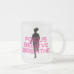 Pink Focus Believe Breathe Frosted Glass Coffee Mug