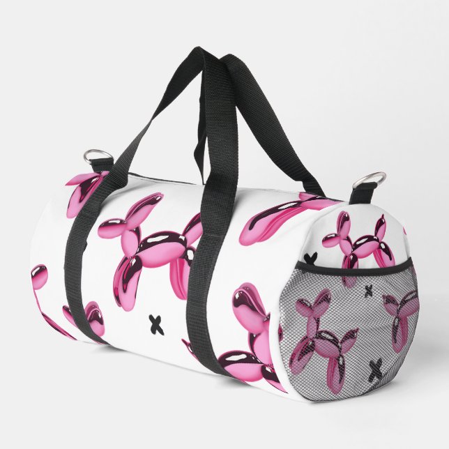 Pink Foil Balloon Dog Pattern — Sports Bag (Right Corner)