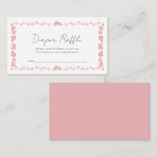 Pink Folk Art Bunny Diaper Raffle Ticket Enclosure Card