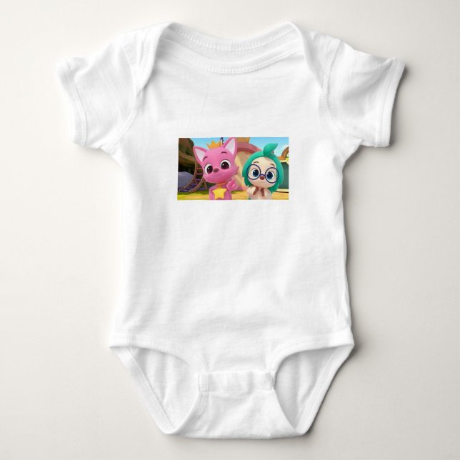 Pink fong and Friends Baby Bodysuit (Front)