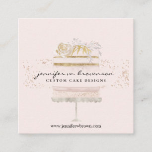 Pink food blogging baking video cookbook authoring square business card