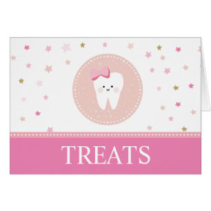 Pink Food Label card for the First Tooth party