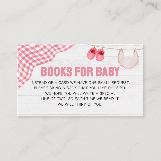 Pink Football Baby Shower Books for Baby Enclosure Card (Front)