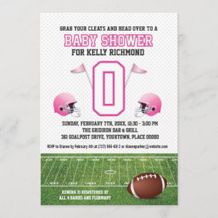 Pink Football Baby Shower Invitation