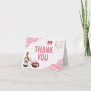 Pink Football Baby Shower Thank You Card