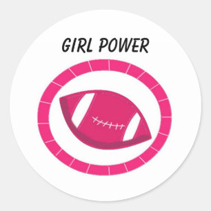 Pink Football Classic Round Sticker