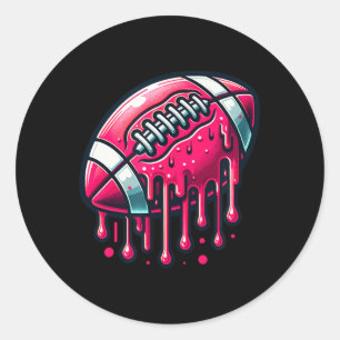Pink Football Drip Classic Round Sticker