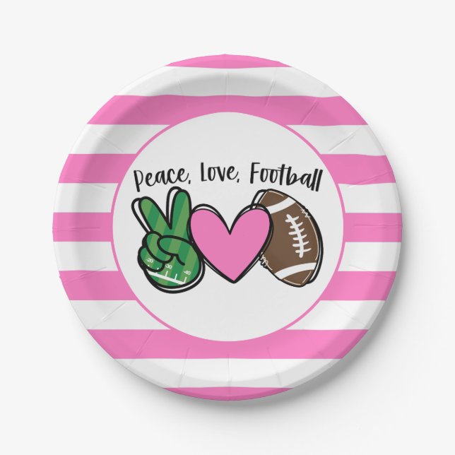 Pink Football Paper Plate (Front)