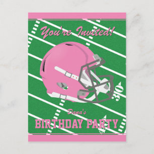 Pink Football Party Invitation Postcard - Editable