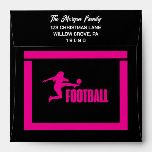 Pink Football Player Girl, Birthday Girl Team  Envelope