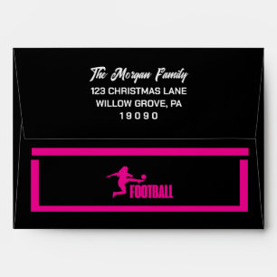 Pink Football Player Girl, Birthday Girl Team  Envelope