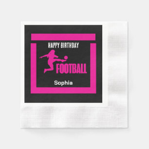 Pink Football Player Girl, Birthday Girl Team Napkin
