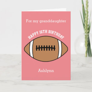 Pink Football Sport 16th Birthday Card