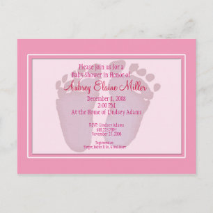 Pink Footprint Baby Shower Invitation