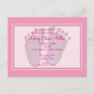 Pink Footprint Baby Shower Invitation