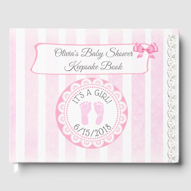 Pink Footprint's Baby Shower Guestbook Keepsake (Front)