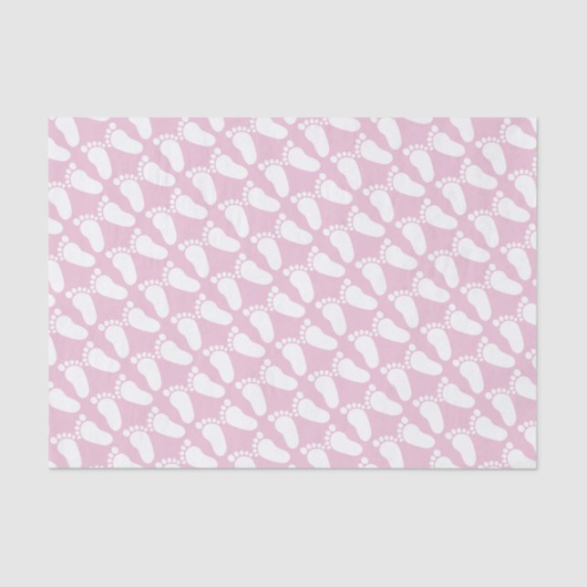 Pink footprints girl baby shower gift tissue paper (Front)