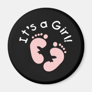 Pink Footprints It's a Girl Magnet