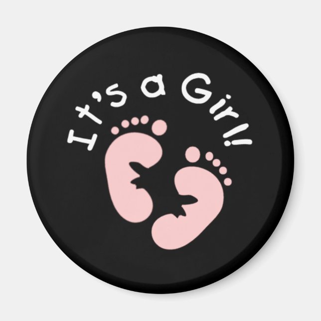 Pink Footprints It's a Girl Magnet (Front)