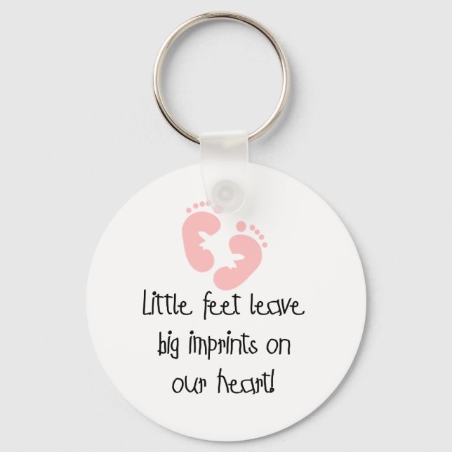 Pink Footprints Little Feet Big Imprints Key Ring (Front)