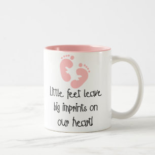 Pink Footprints Little Feet Big Imprints Two-Tone Coffee Mug