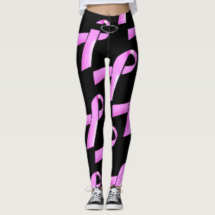 Pink for Breasts Personalise background Leggings