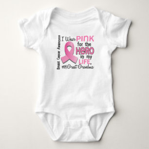 Pink For Hero 3 Great Grandma Breast Cancer Baby Bodysuit