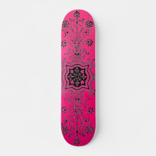 Pink Foral Design Skateboad Skateboard