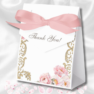 Pink Foral Rococo Vintage Peony Bridal Shower Favour Box