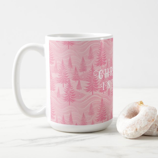 Pink Forest Christmas Coffee Mug (With Donut)