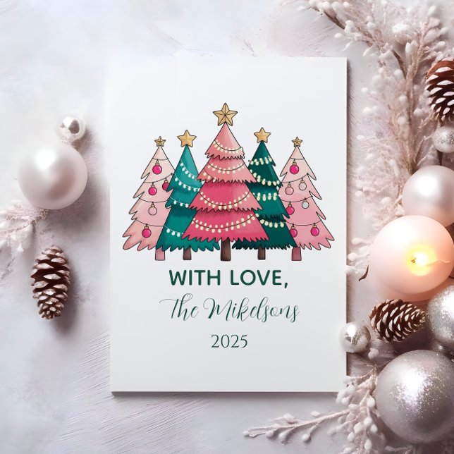Pink Forest Christmas Holiday Card (Creator Uploaded)