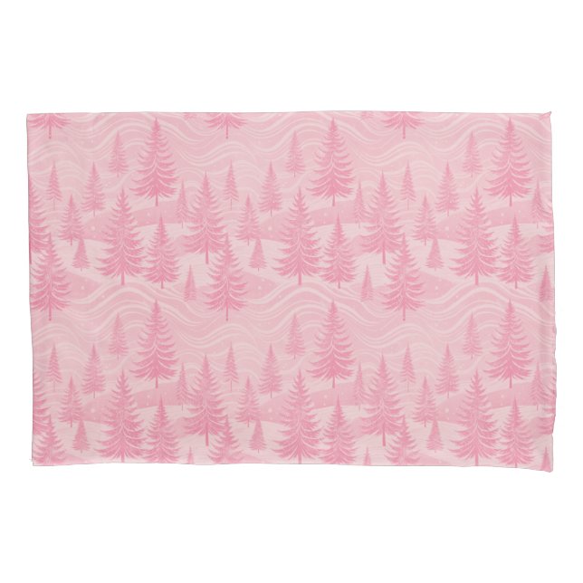 Pink Forest Christmas Pillowcase (Front-Left)