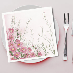 Pink Forget Me Not Floral Spring Baby Shower Napkin