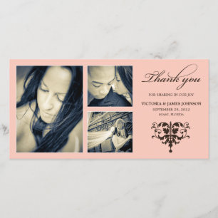 PINK FORMAL COLLAGE WEDDING THANK YOU CARD