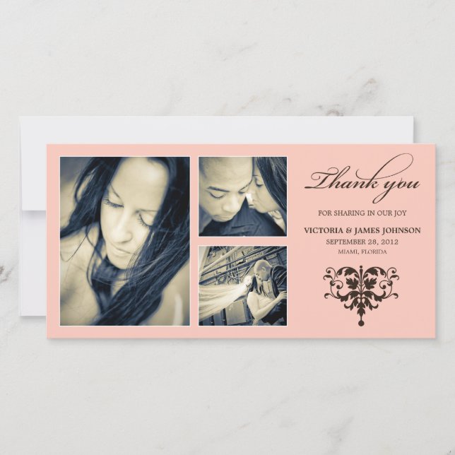 PINK FORMAL COLLAGE | WEDDING THANK YOU CARD (Front)