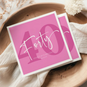 Pink Forty 40th Fortieth Birthday Party Napkin