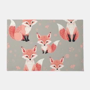Pink Fox Baby Nursery Cute Woodland Animal Pattern Doormat