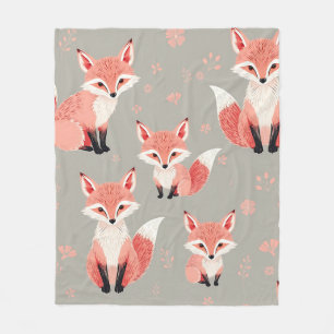 Pink Fox Baby Nursery Cute Woodland Animal Pattern Fleece Blanket