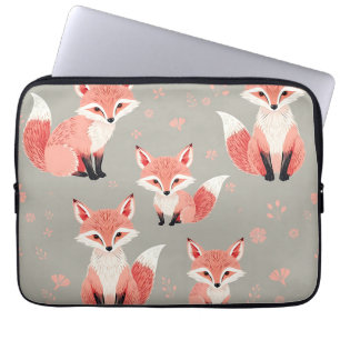 Pink Fox Baby Nursery Cute Woodland Animal Pattern Laptop Sleeve