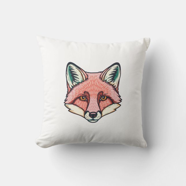 Pink fox Face Cushion (Front)