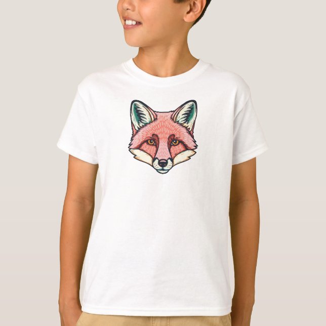Pink fox Face Kids T-Shirt  (Front)