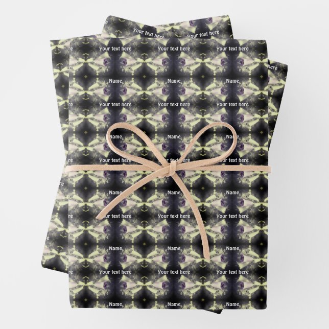 Pink Foxglove Flower Black And White Personalised Wrapping Paper Sheet (In situ)