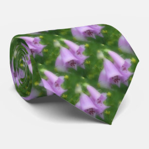 Pink Foxglove Flowers Nature Pattern Tie