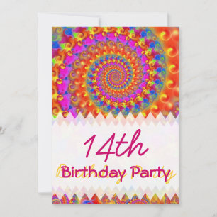 Pink Fractal Birthday Invitation