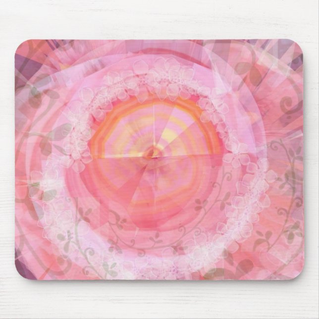 Pink "fractal" design mouse mat (Front)