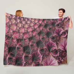 Pink Fractal Fleece Blanket