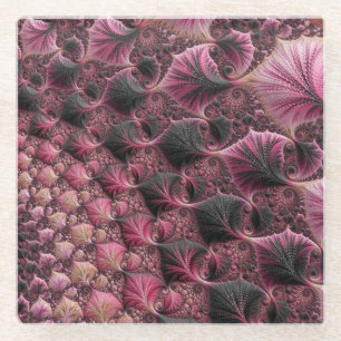 Pink Fractal Glass Coaster