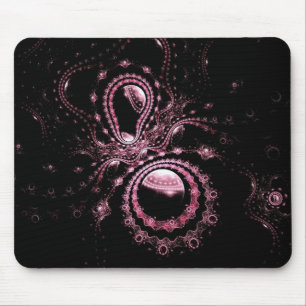 Pink Fractal Planets Mouse Mat