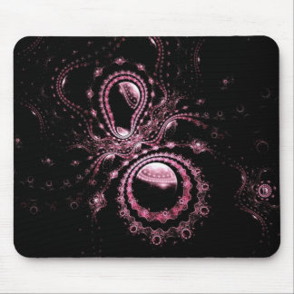 Pink Fractal Planets Mouse Mat