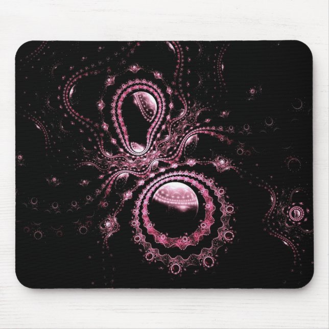 Pink Fractal Planets Mouse Mat (Front)